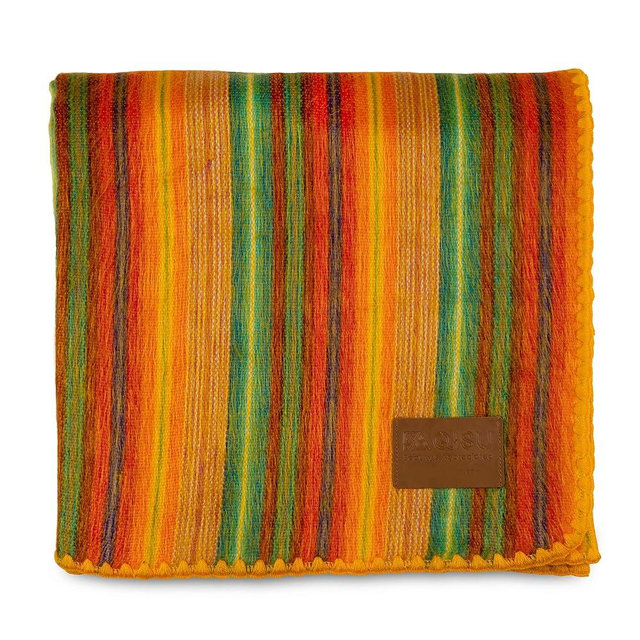 QISU Alpaca Wool Blanket Throw | Large, Beautiful, Warm, Variegated | 85 x 65 inches | Ultra-Soft, Hypoallergenic and Breathable | Non-Itchy or Scratchy Fabric (Yellow Variegated)