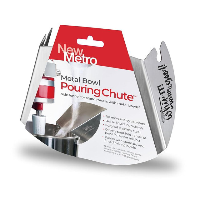 New Metro Design Pouring Chute Accessory, Fits Most Metal Stand Mixer Bowls, Whip it Whip it Good