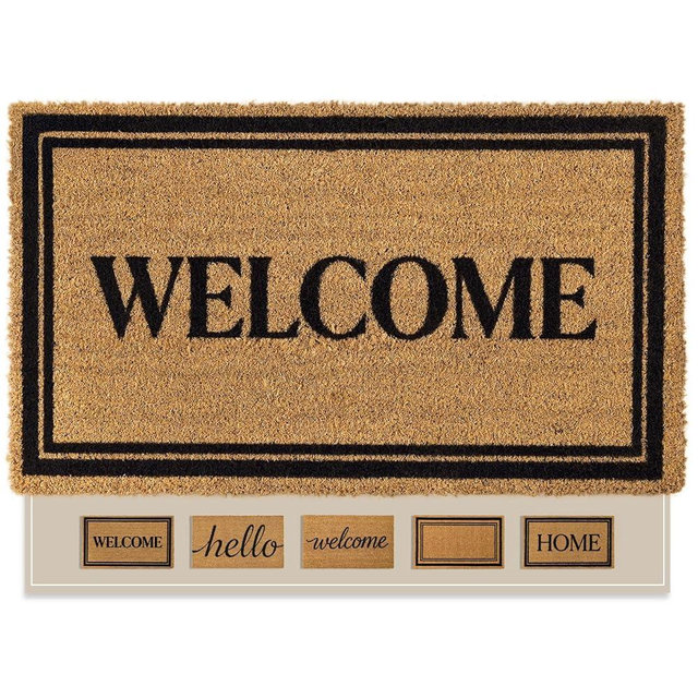 Kelarea Coco Coir Welcome Door Mat with Heavy Duty Backing, 17" x 30" Non-Slip, Easy Clean Mat for Front Door, Entrance, Porch, Indoor/Outdoor