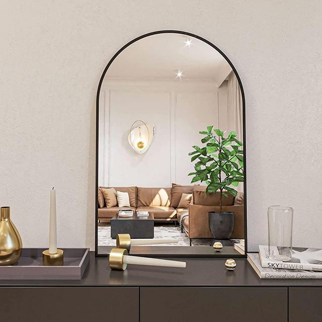 HARRITPURE 24" x 36" Black Arch Mirror, Bathroom Mirrors for Wall, Wall Mounted Vanity Decor Mirror with Metal Frame, Home Decor for Bedroom Living Room Entryway