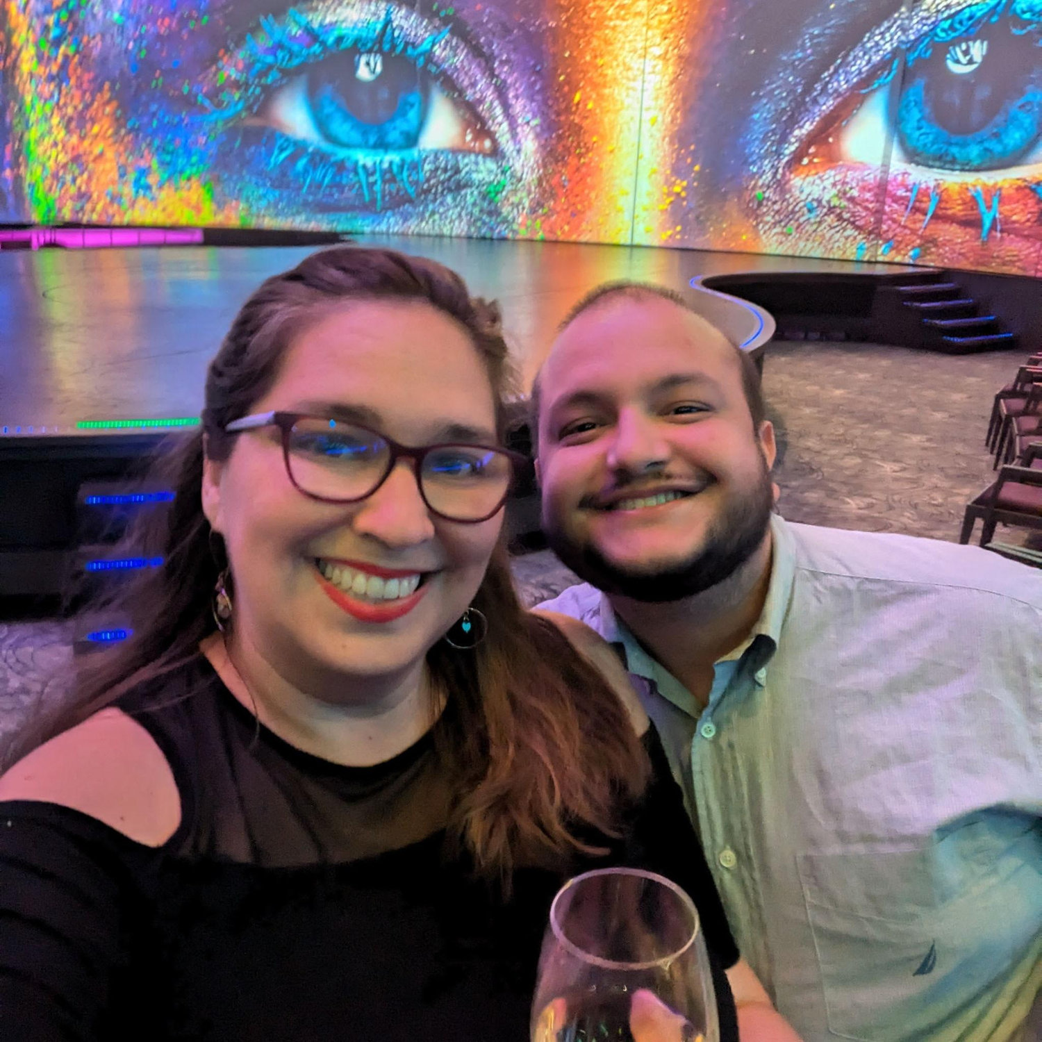 Grabbing a drink before the Alaska Cruise ship's entertainment came on the stage.