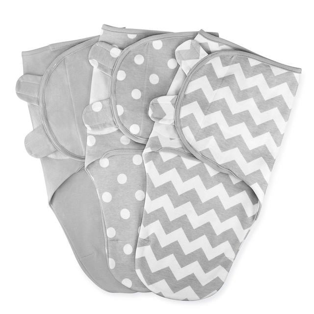 Comfy Cubs Swaddle Blanket Easy Adjustable 3 Pack Infant Sleep Sack Wrap (Small (0-3 Month), Gray)