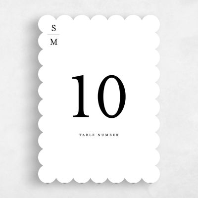 White Scalloped Wedding Table Number - Lucca