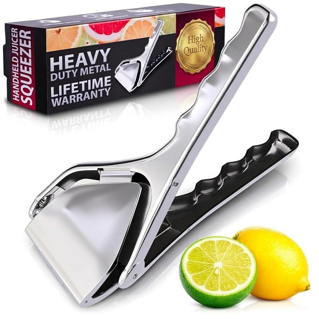 Lemon Squeezer Stainless Steel – Manual Citrus Juicer, Fold-Flat Hand Juicer for Lemon, Lime & Orange – Gets Every Last Drop, Great for Cocktails, Cooking & Drinks, Dishwasher Safe & Rust Resistant