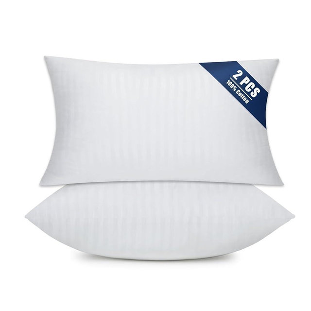 OKBA Set of 2 Throw Pillow Inserts, Hypoallergenic Soft & Firm Cushions with 100% Cotton Cover, 12x20 Pillows Filler for Side Sleepers, Sofa, Bed and Home Decor, Indoor Quality Hotel Pillows