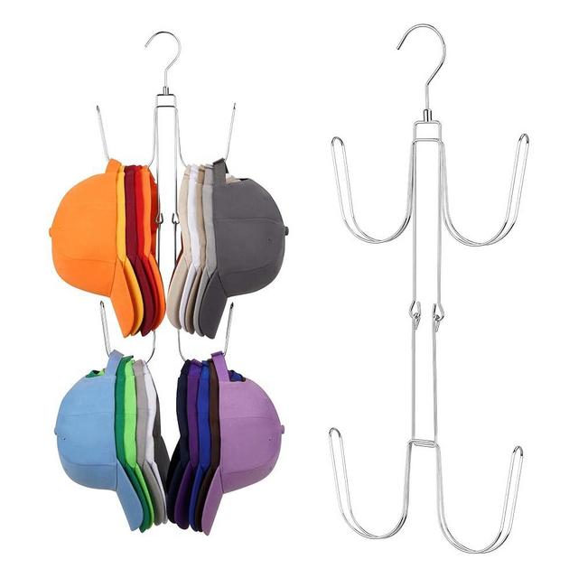ZEDODIER Hat Hangers for Closet, Rotatable Metal Hat Organizer, Max 40 Storage Capacity, Hat Racks Cap Organizer for Baseball Caps,Spcae Saving Closet Organizers and Storage, Silver