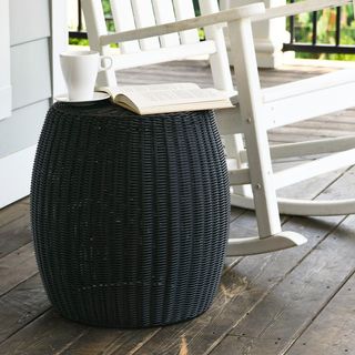 Handwoven Resin Barrel Side Table
