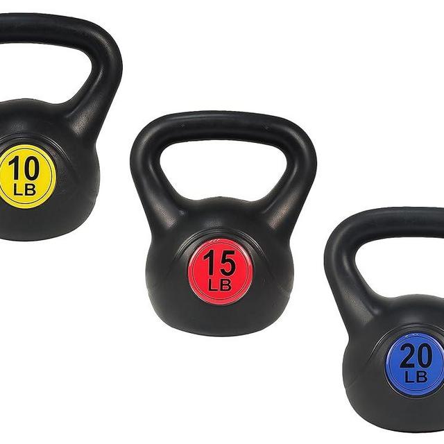 Signature Fitness ​Wide Grip Kettlebell Exercise Fitness Weight Set, Set of 3 or Set of 4 Kettlebells