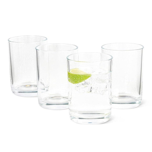 Amazon Basics Drinking Glasses, 4-Piece Set, 11 oz., Dishwasher-Safe
