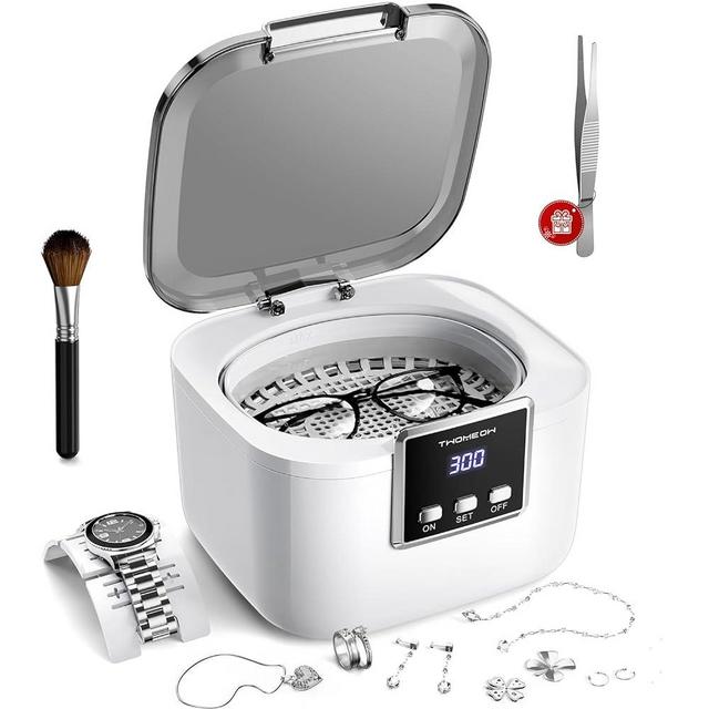 TWOMEOW Ultrasonic Cleaner 25.4oz(750ml) Professional Ultrasonic Jewelry Cleaner Machine with 5 Digital Timer 48kHz Sonic Jewelry Cleaner for Jewelry, Glasses, Watch, Rings, Makeup Brush