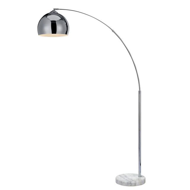 Versanora Arquer Medium Arc Floor Lamp in White with Chrome Shade