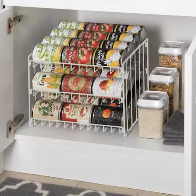 Kitchen Details 3 Tier Can Storage Organizer Rack in White 24199-WHITE