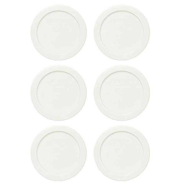 Pyrex 7200-PC White Round Plastic Food Storage Lid - 6 Pack Made in the USA