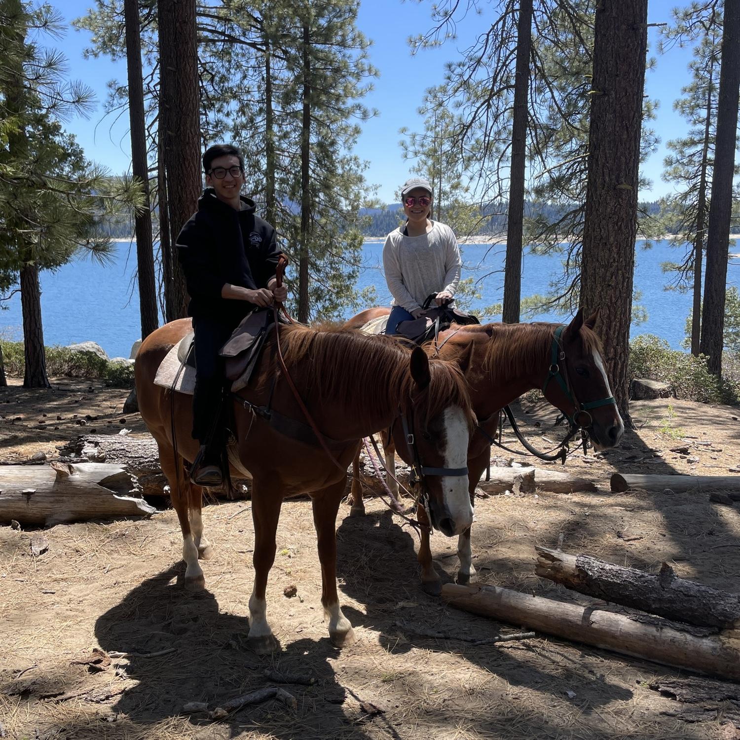 Riding beside the lake