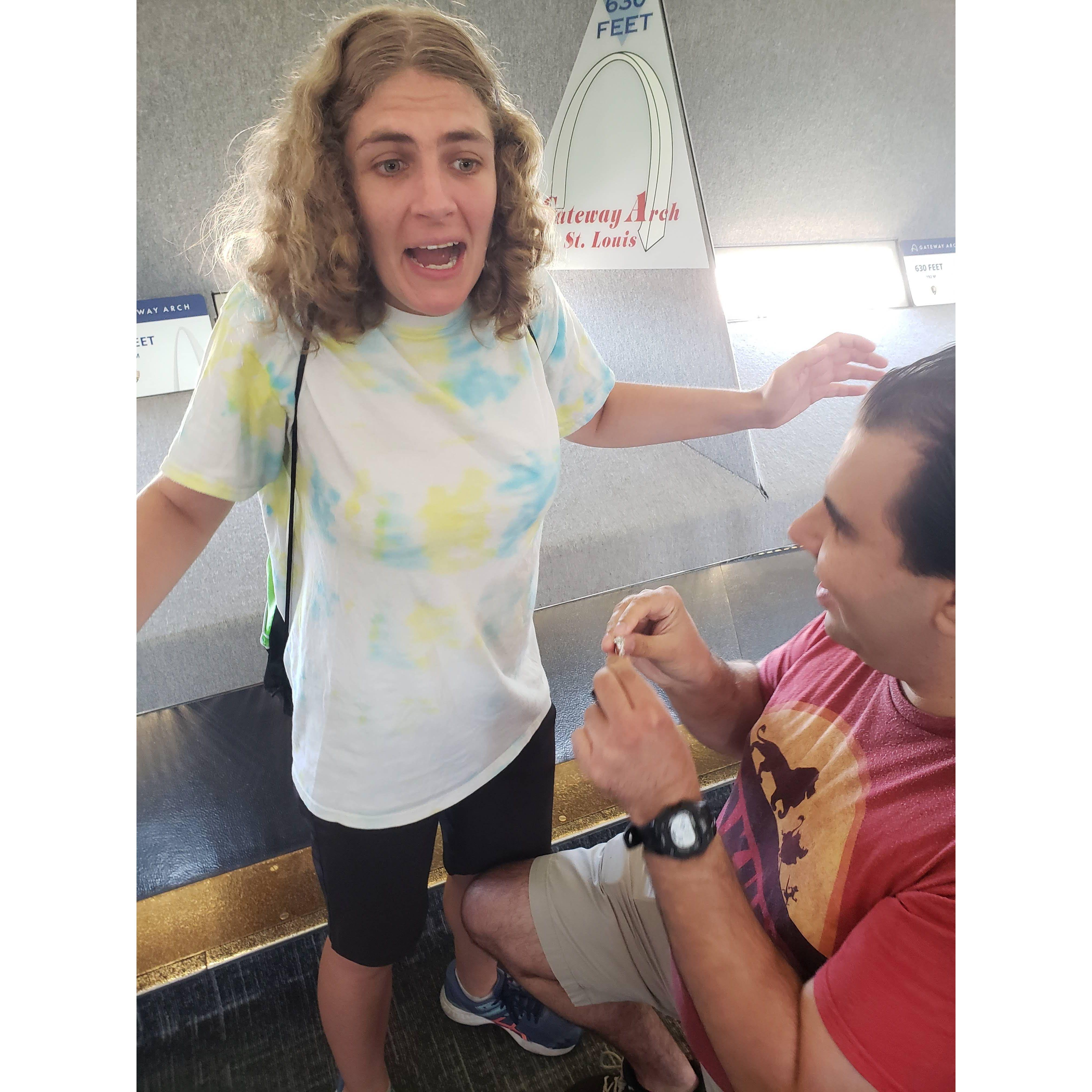 On 7/11/2022, We got engaged on top of the Gateway Arch in St Louis, Missouri  and Jamie was more than shocked!