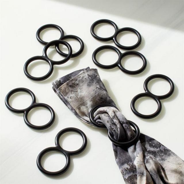 Double Hoop Black Napkin Ring Set of 8