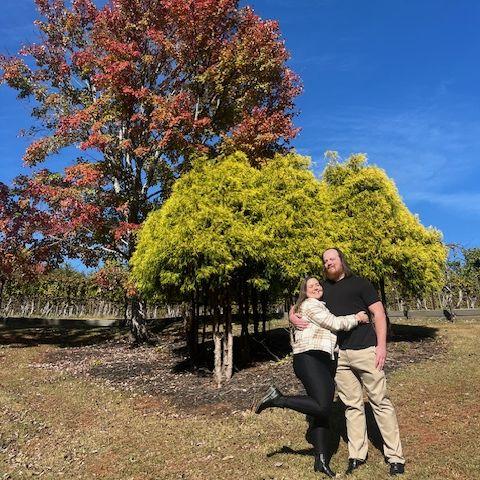 Posing at Wolf Mountain Vineyards in the fall