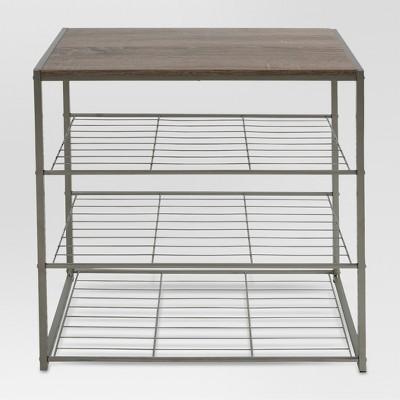 4 Tier Shoe Rack with partial Board Top Gray - Threshold™