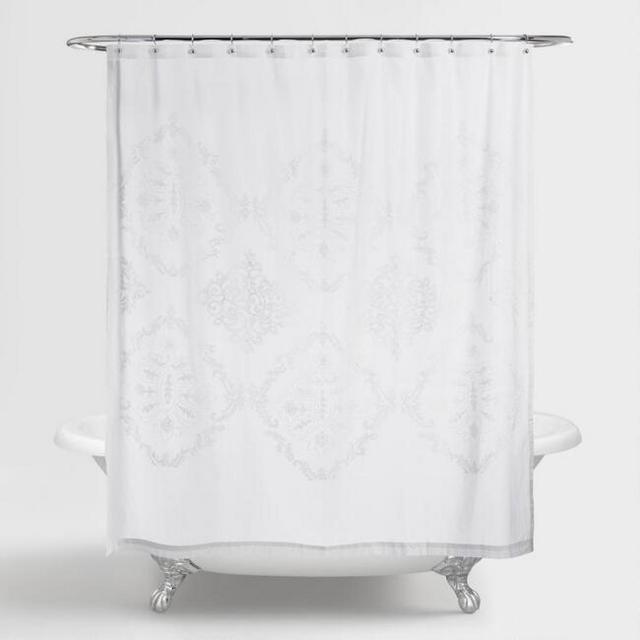 White Lilith Floral Shower Curtain