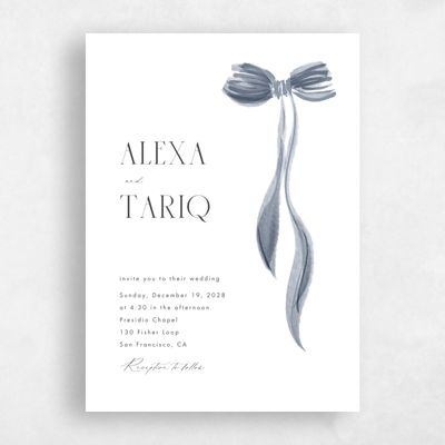 Dusty Blue Wedding Invitation - Brienno Portrait