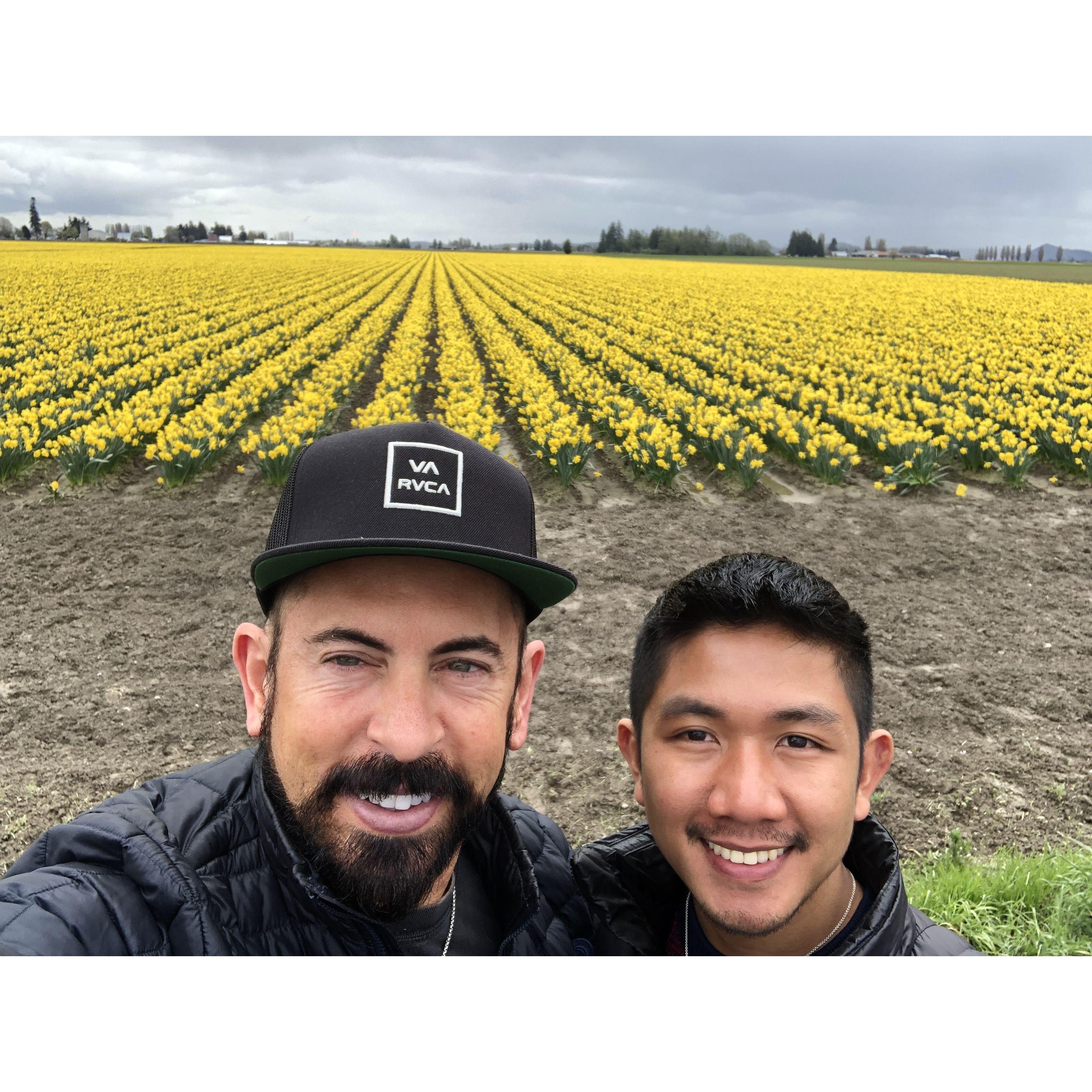 Out at the flower fields on our way to La Comer 2019