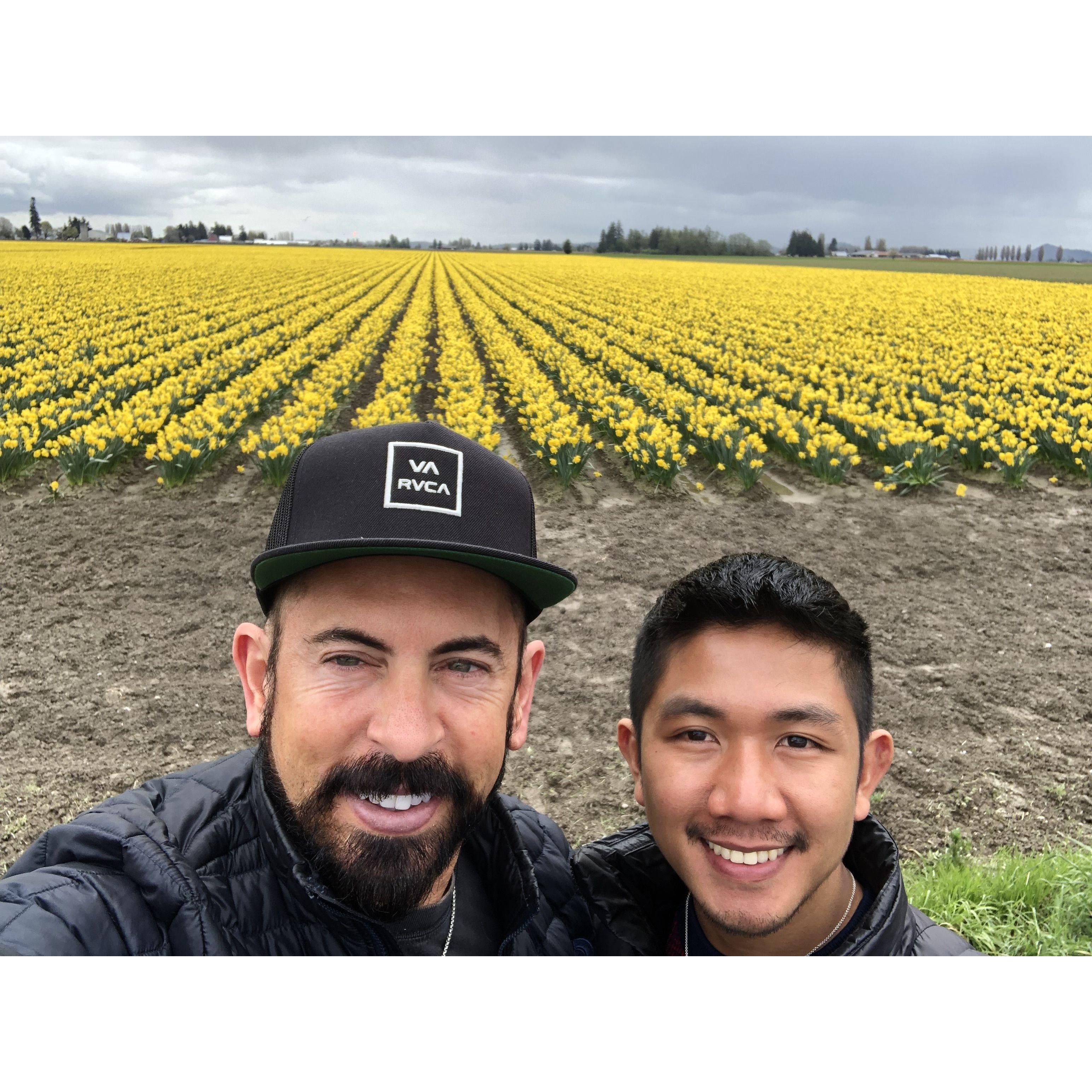 Out at the flower fields on our way to La Comer 2019