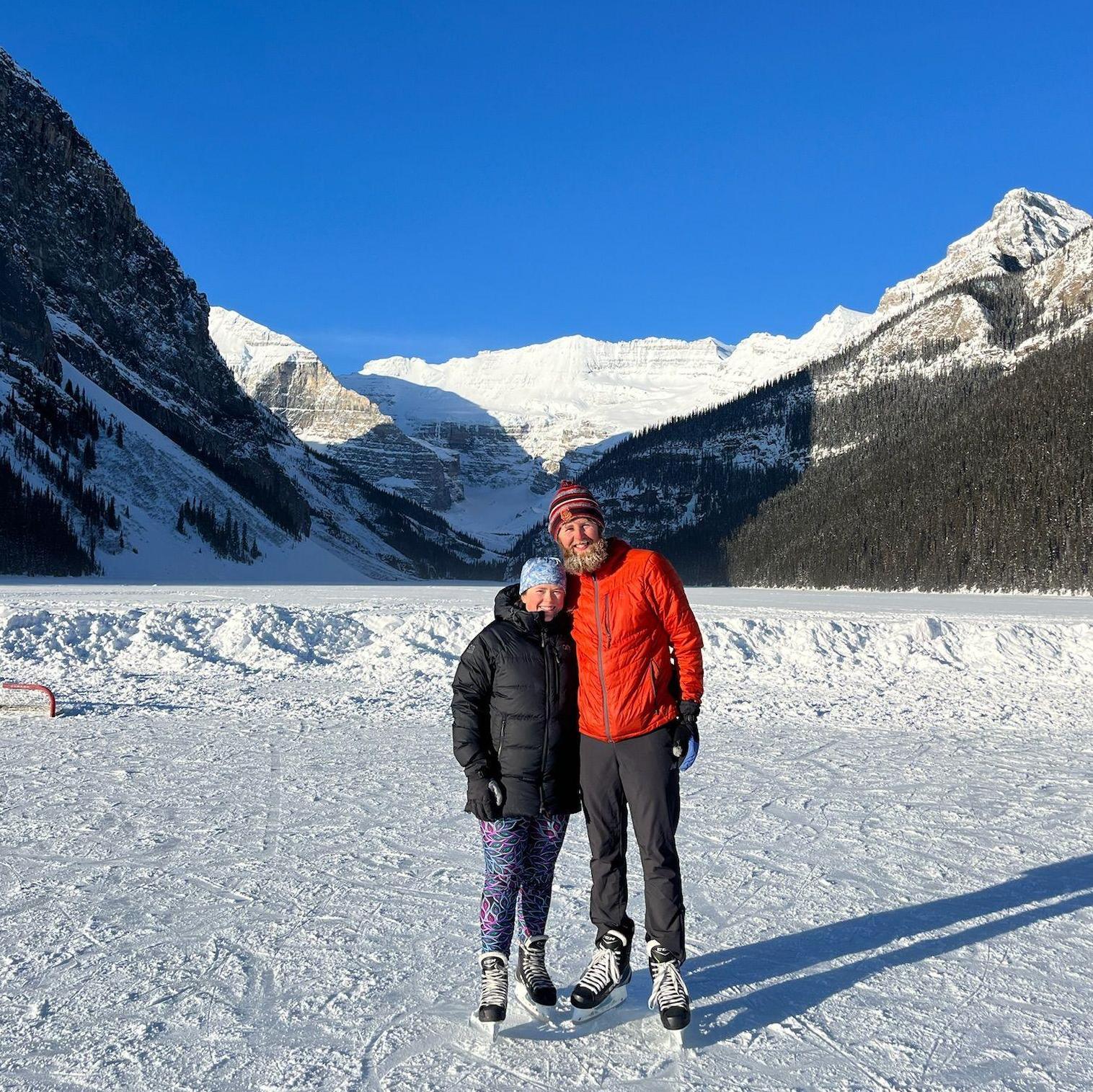 Ice skating on Lake Louise, Banff