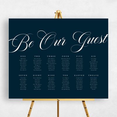 Darkest Teal, Blue Wedding Sign - Marquis Seating Chart