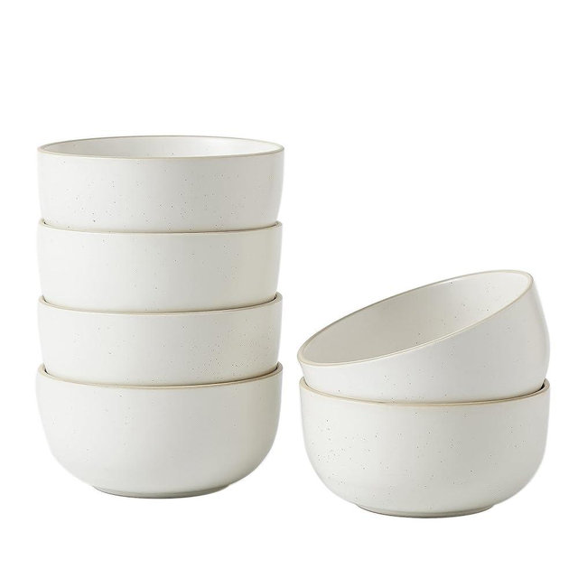 S&Q'S CERAMICS Ceramic Small Bowls for Kitchen, Set of 6, 10 ounces Small Ceramic Bowls for Condiments, Dipping, Side Dishes (Glazed Matte Off-White)