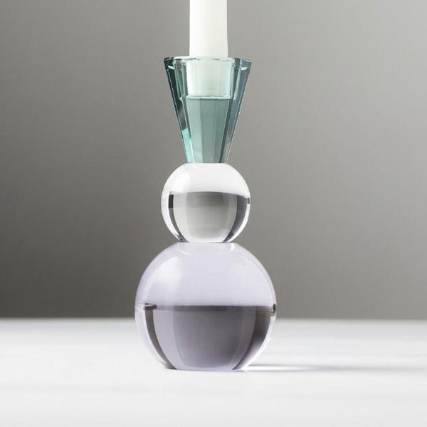 Cut Glass Candle Holder - Sky / Clear / Lilac, Standard, Assorted