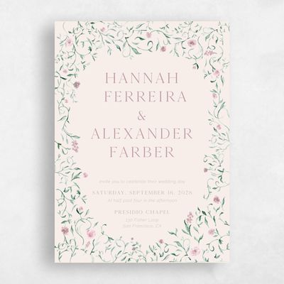 Dusty Rose, Pink Wedding Invitation - Mirto Portrait