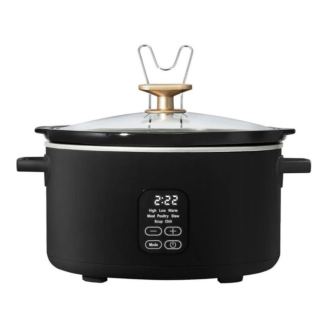 Wonderful 6 Qt Programmable Slow Cooker -5 Preset Cooking Functions, Digital Countdown Timer, Dishwasher-Safe Parts and Cool-Touch Handles (Black Sesame)
