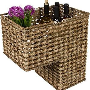 16" Braided Rope Storage Stair Basket With Handles