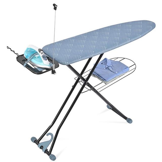 APEXCHASER Ironing Board, Iron Rest with Silicone Irons Harness, Space Saver, Extra Thick Heat-Resistant Cover with Padding, Adjustable Height, 13x43 Blue