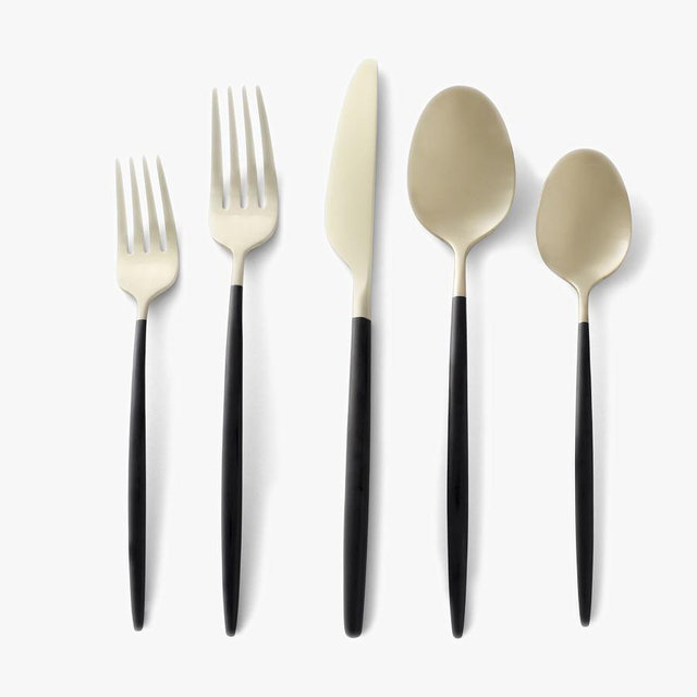 Gaze Stainless Steel Flatware, Set of 20, Black/Champagne
