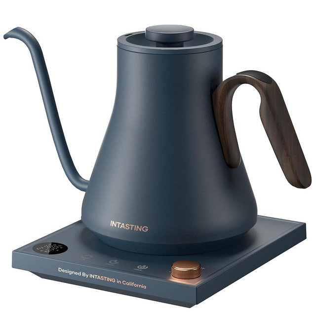 INTASTING Electric Kettle, Gooseneck Electric Kettle, ±1℉ Precise Temperature Control, Stainless Steel Interior, Quick Heating for Pour Over Coffee, Tea & Boiling Water, 0.9L (Navy Blue)