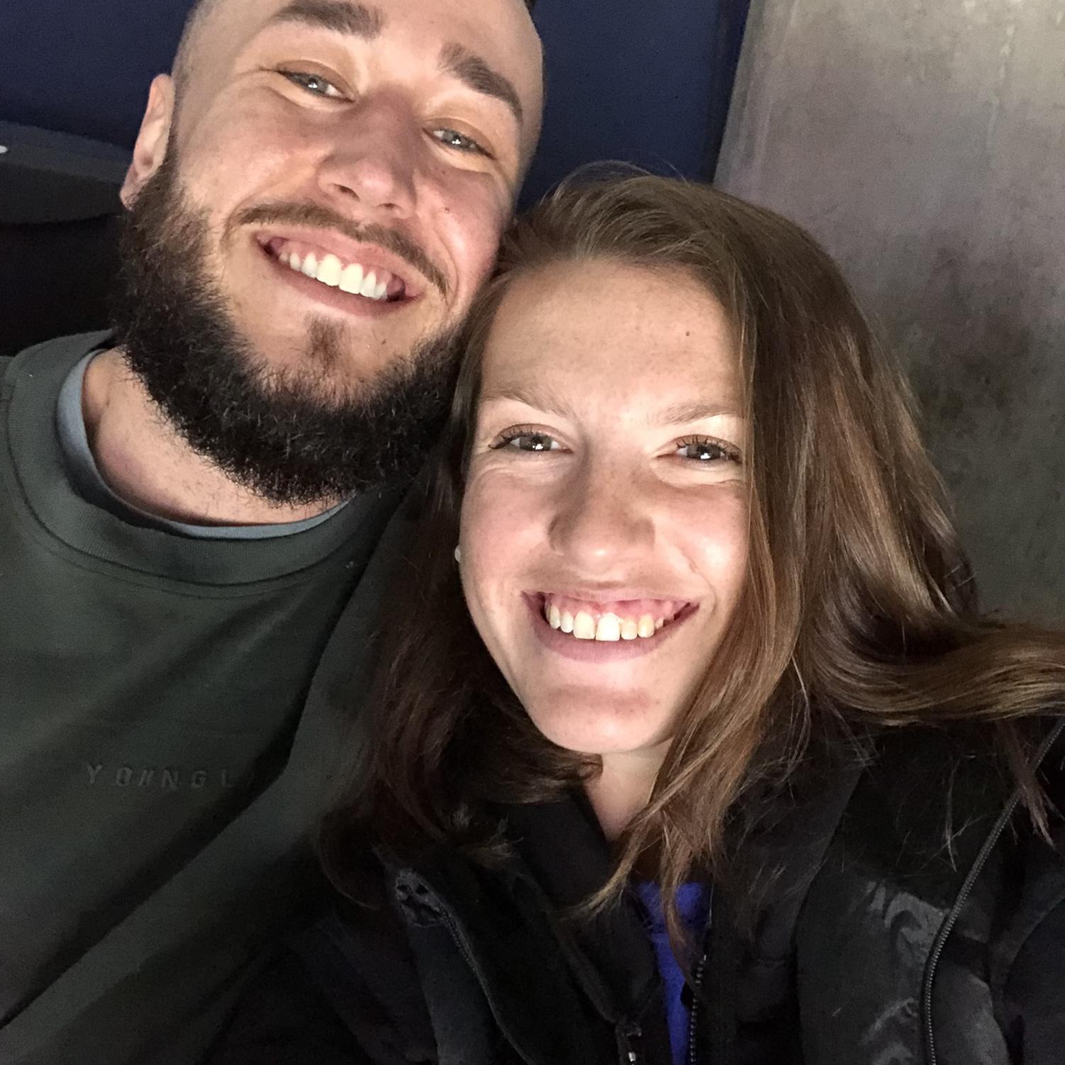 Our first lightning game together. This photo was taken right before Devin asked Sam to *officially* be his girlfiend. November 2021