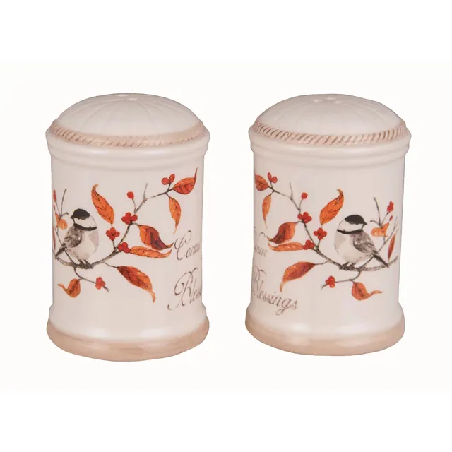 Transpac Harvest Long Tail Bird Dolomite Salt and Pepper Shakers Collectables Multicolor 3 in. Set of 2