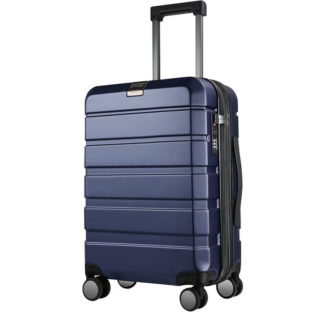 KROSER Hardside Expandable Carry On Luggage with Spinner Wheels & Built-in TSA Lock, Durable Suitcase Rolling Luggage, Carry-On 20-Inch, Navy