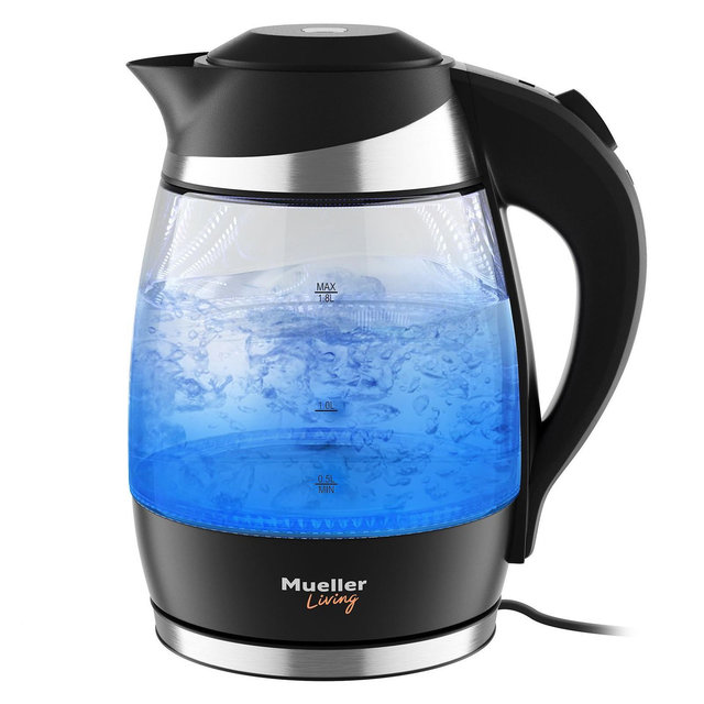 Mueller Ultra Electric Kettle with SpeedBoil Tech 1500W 1.8 Liter, Borosilicate Glass with Auto Shut-Off