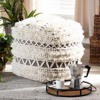 Vesey Moroccan Inspired Handwoven Wool Pouf Ottoman