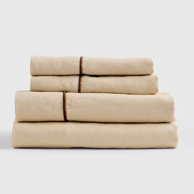 European Linen Piped Sheet Set