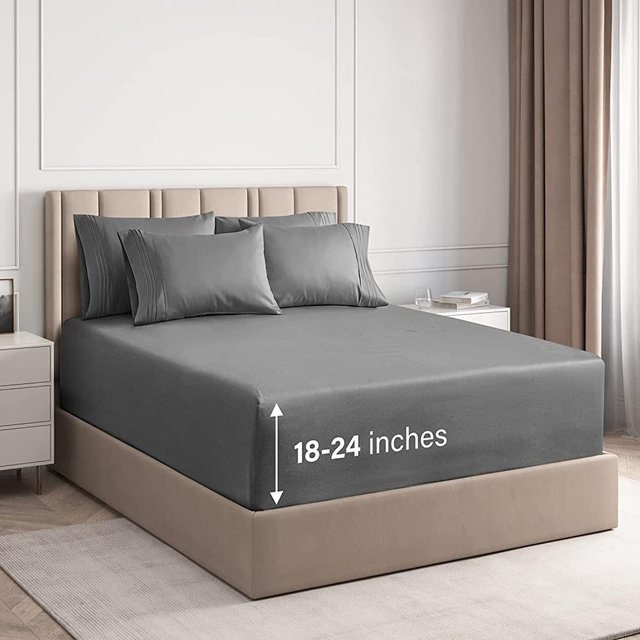 Extra Deep Pocket Sheets - 6 Piece Sheet Set - Cal King Size Sheets Deep Pocket - Extra Deep Bed Sheets - Deep California King Fitted Sheet Set - Super and Ultra Deep Sheets - for Extra Deep Mattress