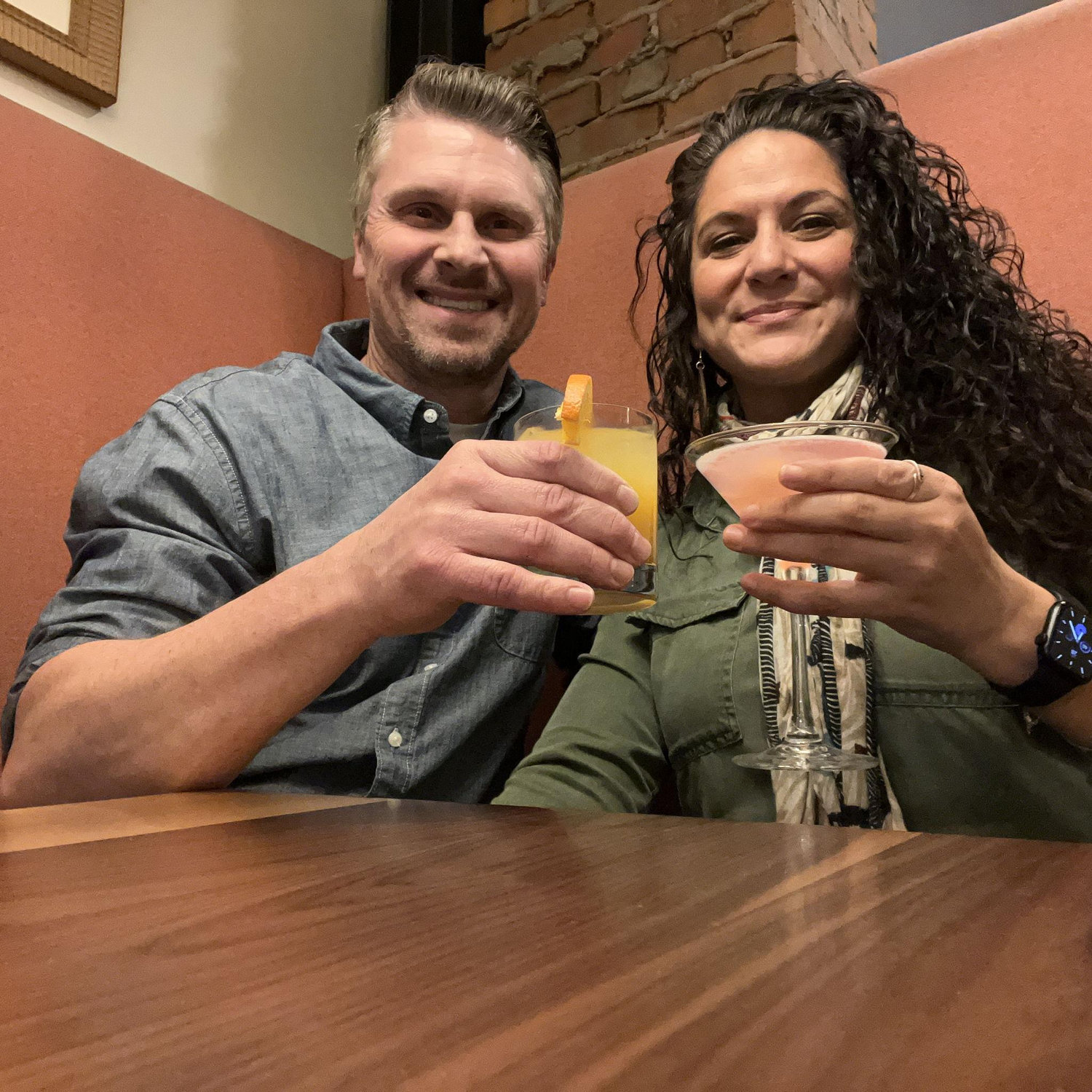 Toasting our first date anniversary at the Tavern, always a green tea shot