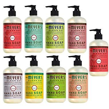 Peaceful Squirrel Variety, Mrs Meyers Clean Day Liquid Hand Soap Variety (Pack of 9) - 12.5 oz Each