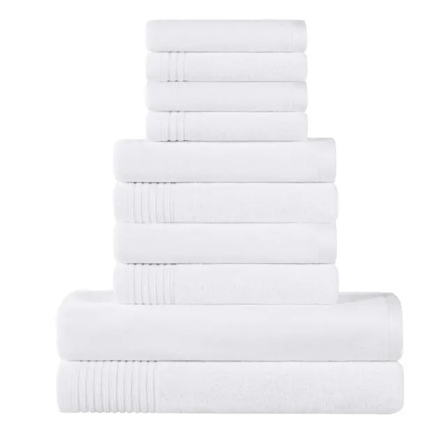 Cotton Marble and Solid Medium Weight Assorted Towel Set , White - Blue Nile Mills