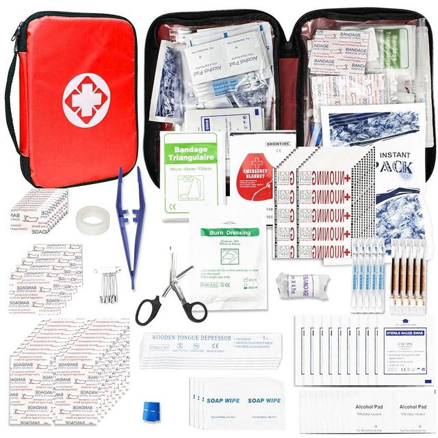 300 PCS Compact First Aid Kits Car Emergency First Aid Supplies for Business Travel Survival Gear and Equipment Home First Aid Kit Essentials for Car Outdoor Adventure, Red 1st Aid