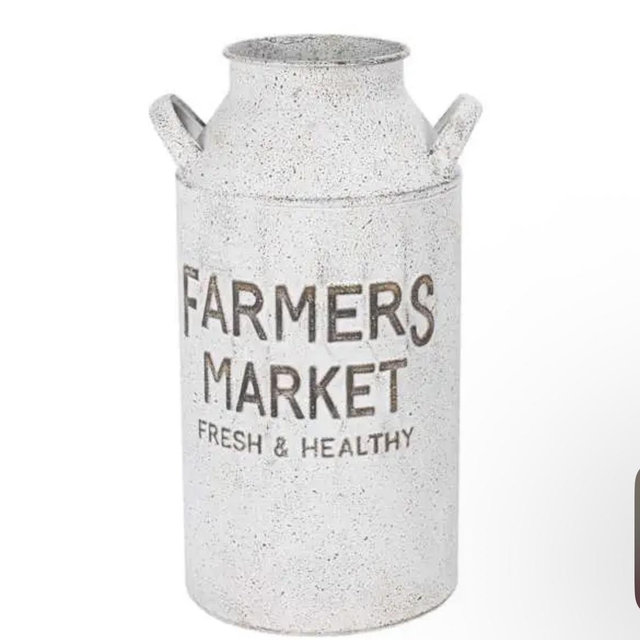 Farmhouse Metal Milk Jug Vase, 13"