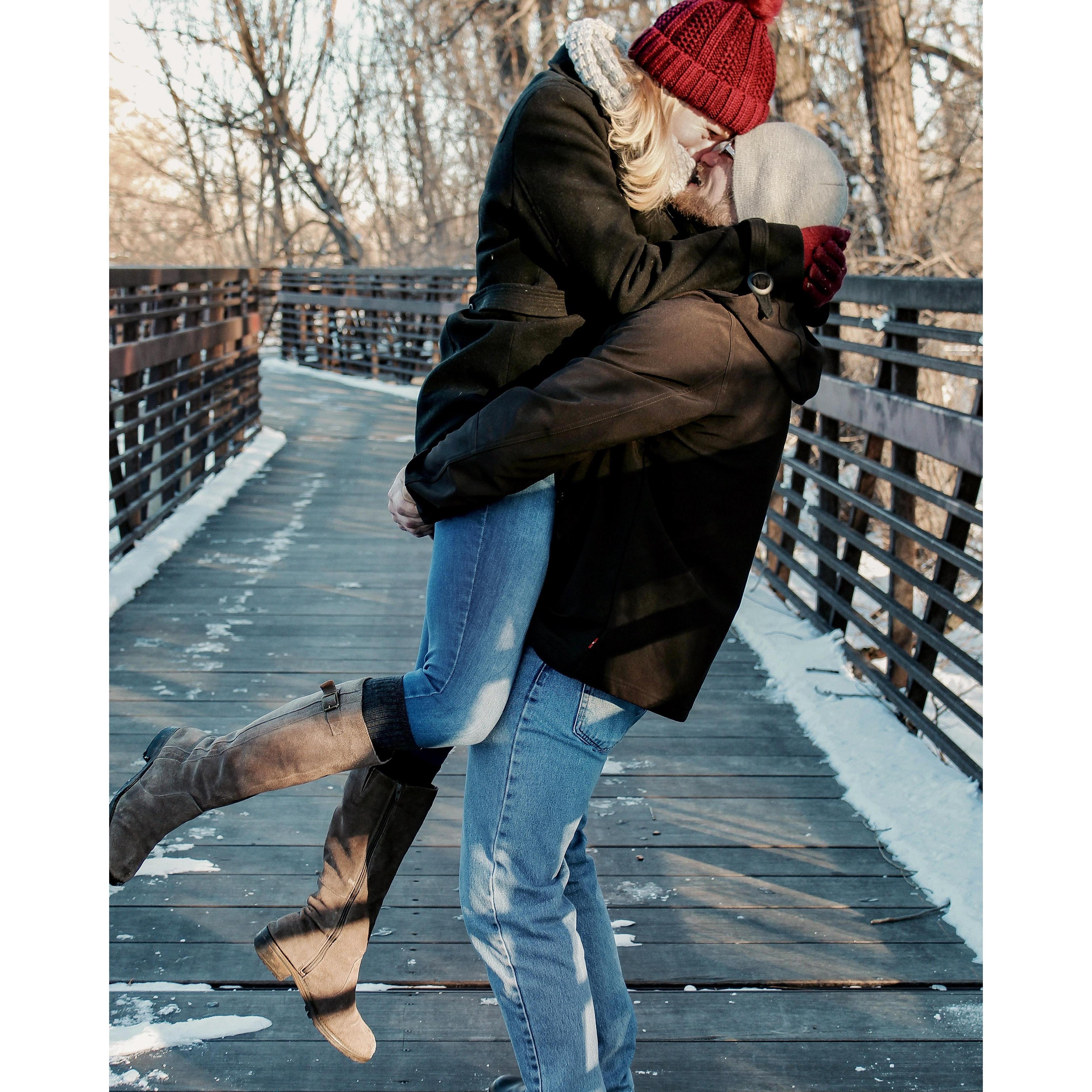 My favorite engagement photo in northern Fort Collins. One of the few we got before we were both frozen from the cold!