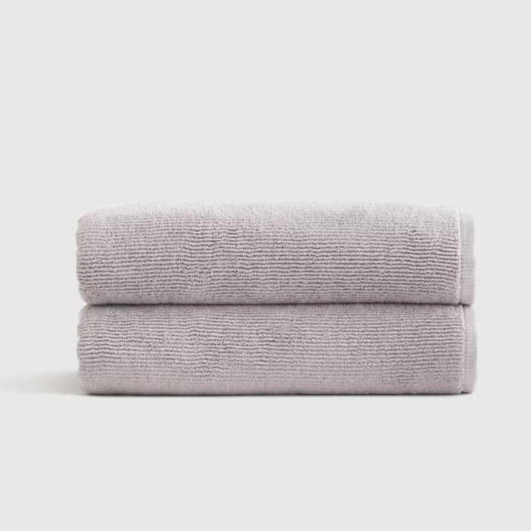 Turkish Ribbed Quick Dry Bath Towel (Set of 2) - Grey